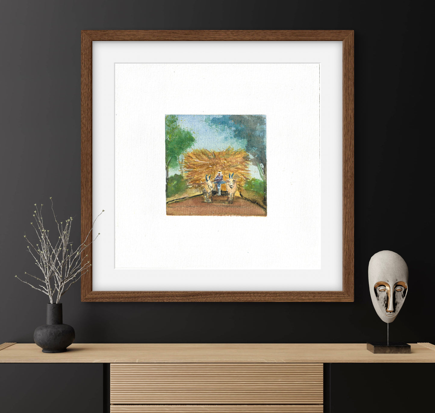 "Indian Village IV Miniature Art Print - Traditional Folk Painting - ZenS Art"