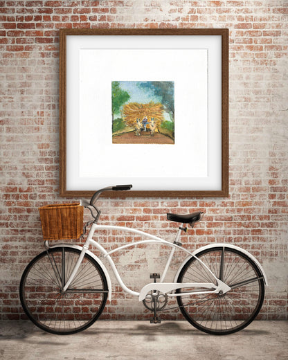 "Indian Village IV Miniature Art Print - Traditional Folk Painting - ZenS Art"