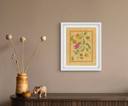 Vintage Folk Botanicals Art Prints Set of 9 - Indian Traditional - ZenS Art