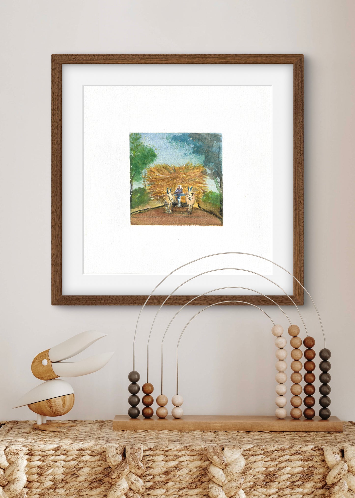 "Indian Village IV Miniature Art Print - Traditional Folk Painting - ZenS Art"