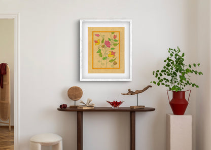 Vintage Folk Botanicals Art Prints Set of 9 - Indian Traditional - ZenS Art