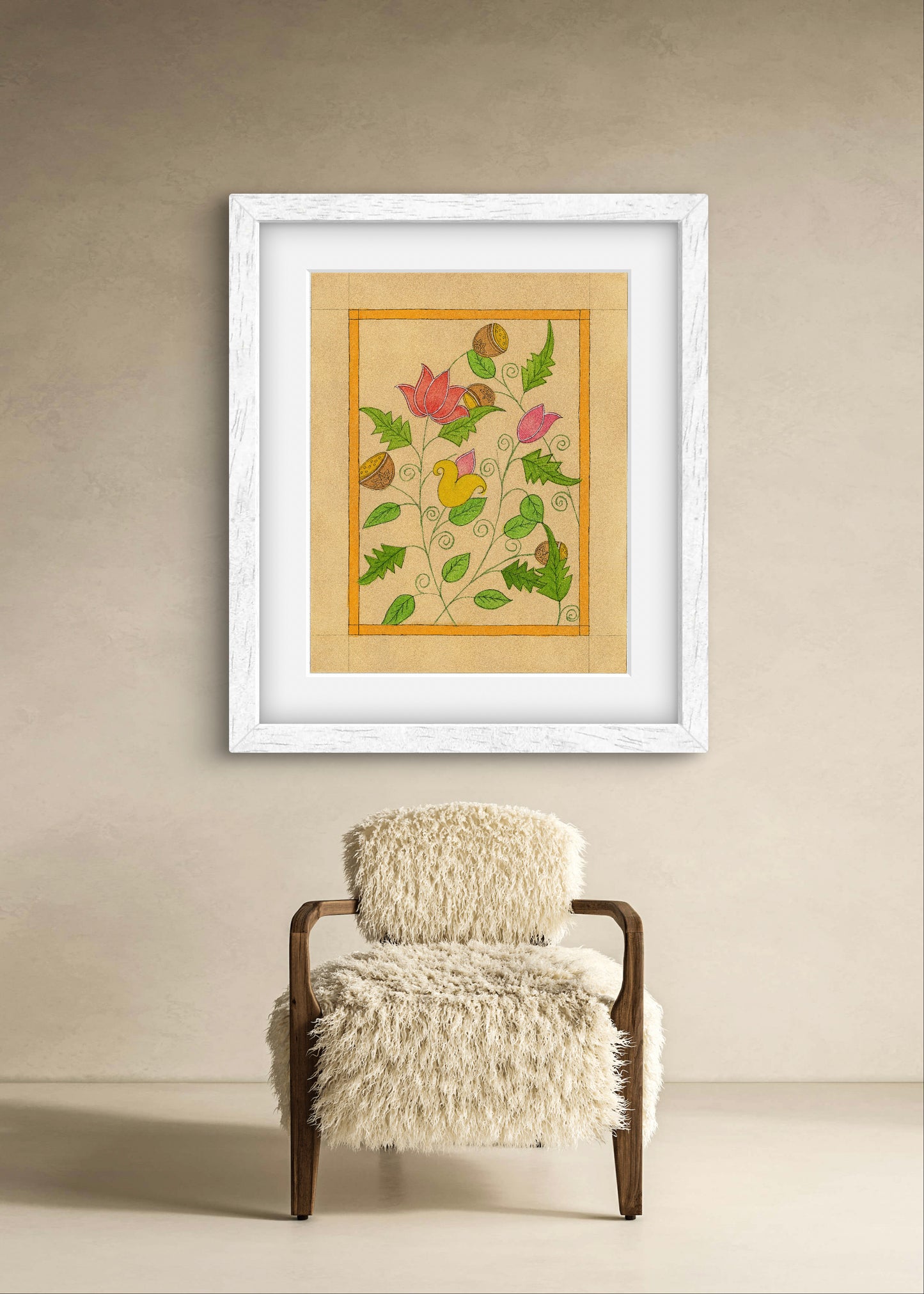 Vintage Folk Botanicals Art Prints Set of 9 - Indian Traditional - ZenS Art