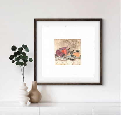 "Indian Village II Miniature Art Print - Traditional Folk Painting - ZenS Art"