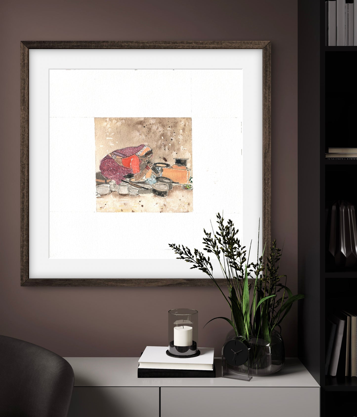 "Indian Village II Miniature Art Print - Traditional Folk Painting - ZenS Art"