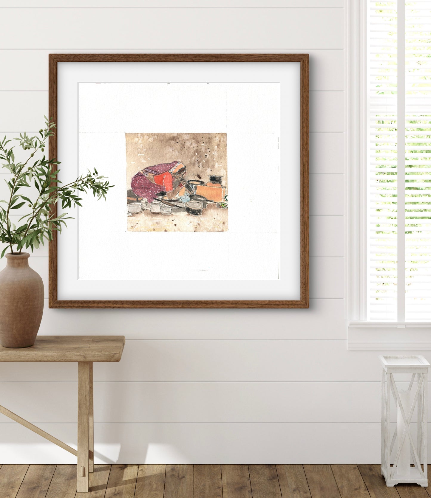 "Indian Village II Miniature Art Print - Traditional Folk Painting - ZenS Art"