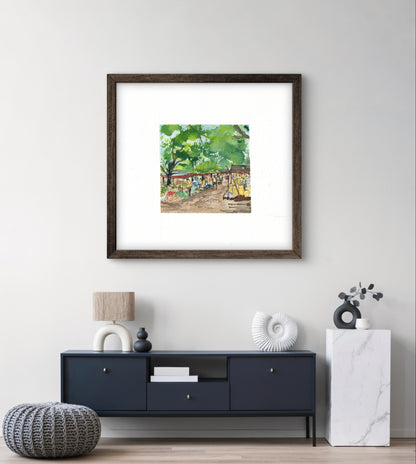 "Indian Village III Miniature Art Print - Traditional Folk Painting - ZenS Art"