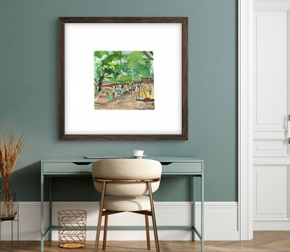 "Indian Village III Miniature Art Print - Traditional Folk Painting - ZenS Art"