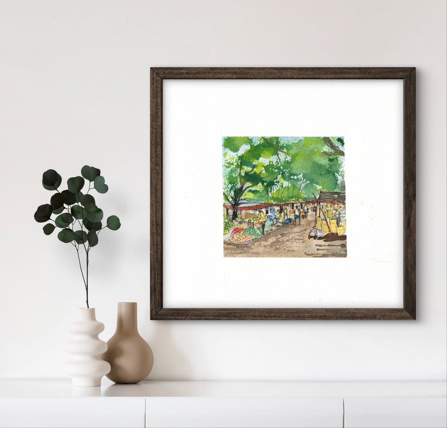 "Indian Village III Miniature Art Print - Traditional Folk Painting - ZenS Art"