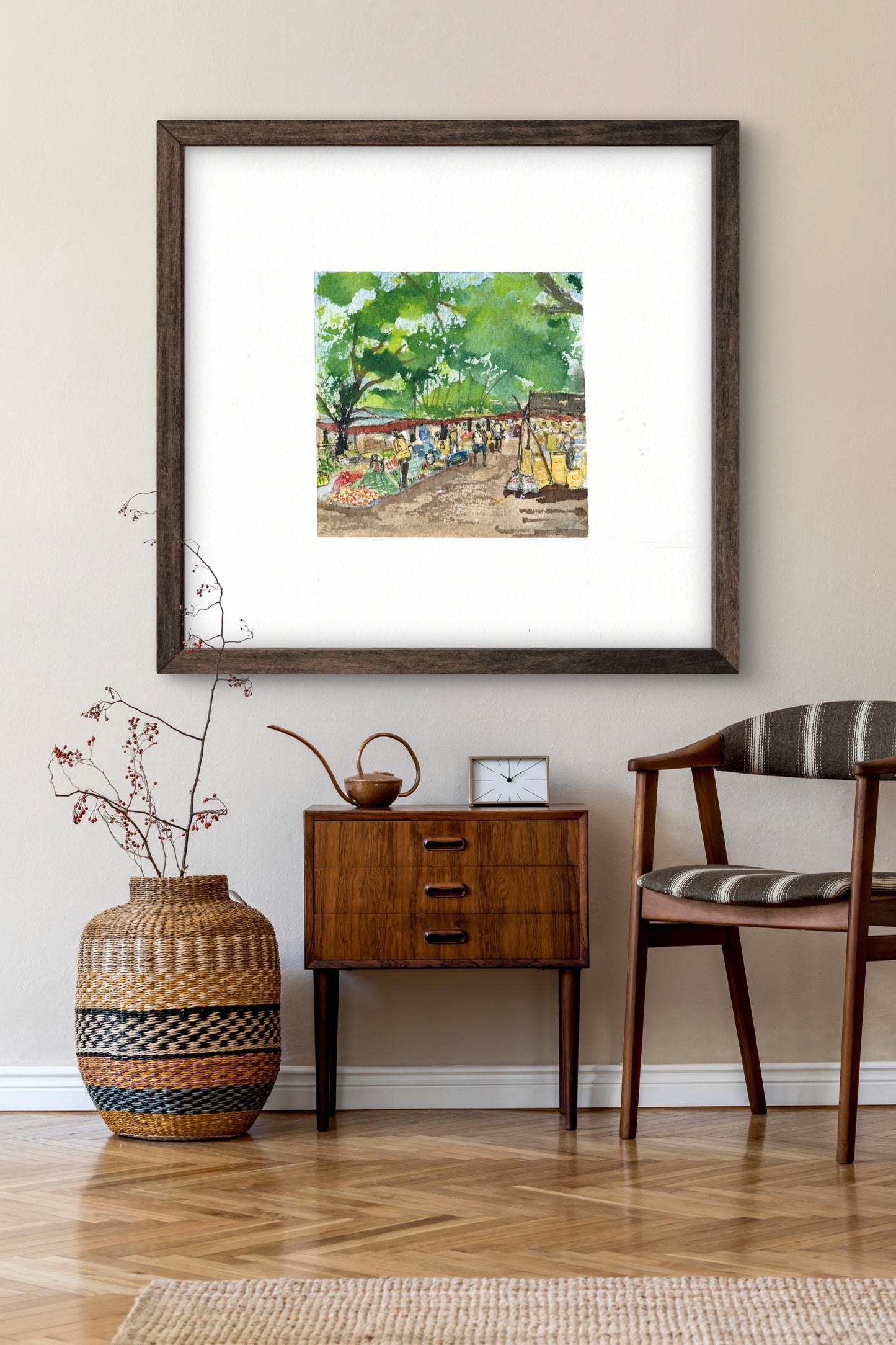 "Indian Village III Miniature Art Print - Traditional Folk Painting - ZenS Art"