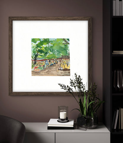 "Indian Village III Miniature Art Print - Traditional Folk Painting - ZenS Art"