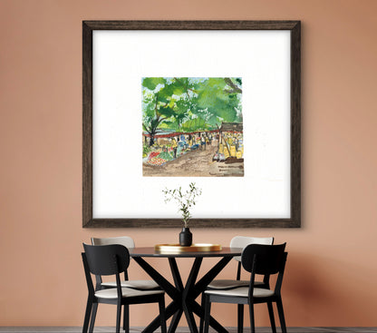 "Indian Village III Miniature Art Print - Traditional Folk Painting - ZenS Art"