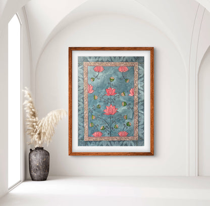 "Madhubani Floral Artwork - Traditional Indian Folk Art Print | ZenS Art"