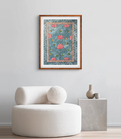 "Madhubani Floral Artwork - Traditional Indian Folk Art Print | ZenS Art"