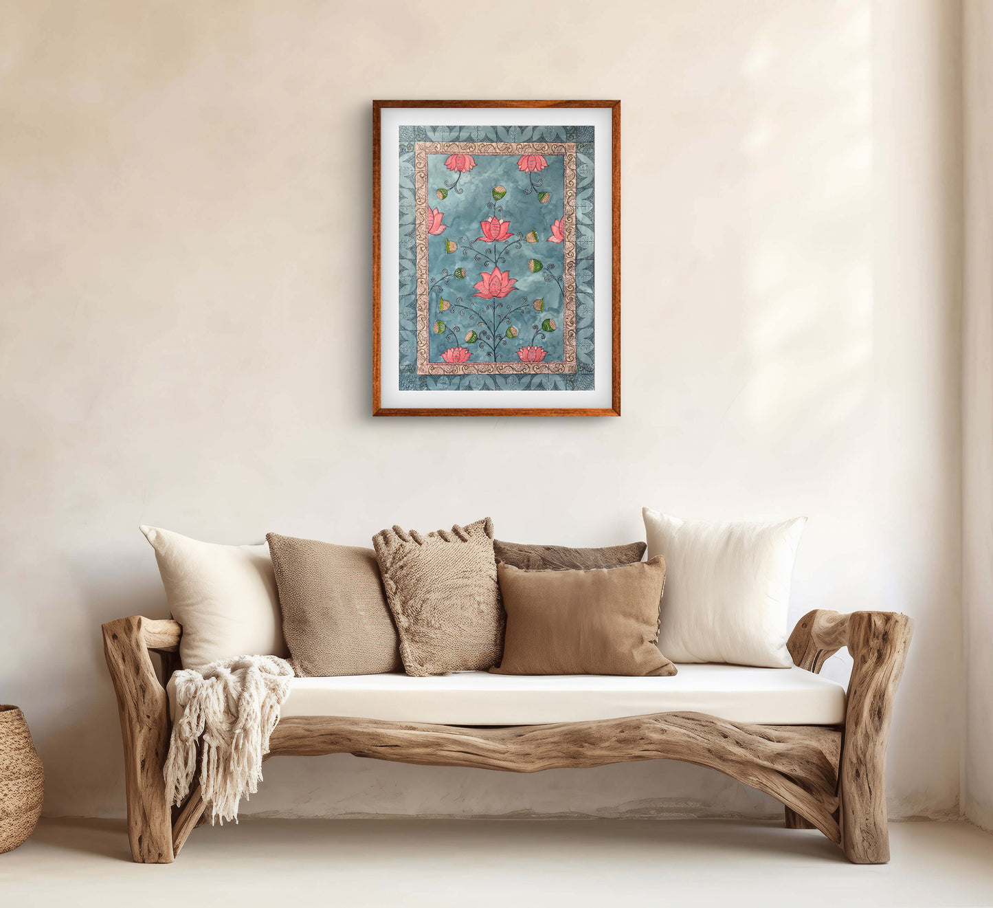 "Madhubani Floral Artwork - Traditional Indian Folk Art Print | ZenS Art"