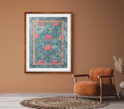 "Madhubani Floral Artwork - Traditional Indian Folk Art Print | ZenS Art"