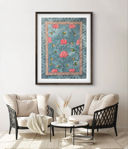 "Madhubani Floral Artwork - Traditional Indian Folk Art Print | ZenS Art"