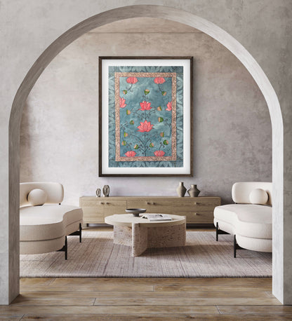 "Madhubani Floral Artwork - Traditional Indian Folk Art Print | ZenS Art"