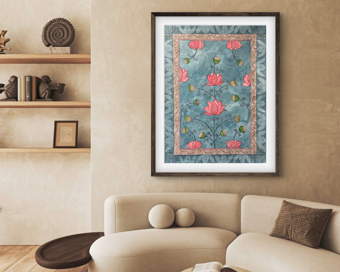 "Madhubani Floral Artwork - Traditional Indian Folk Art Print | ZenS Art"