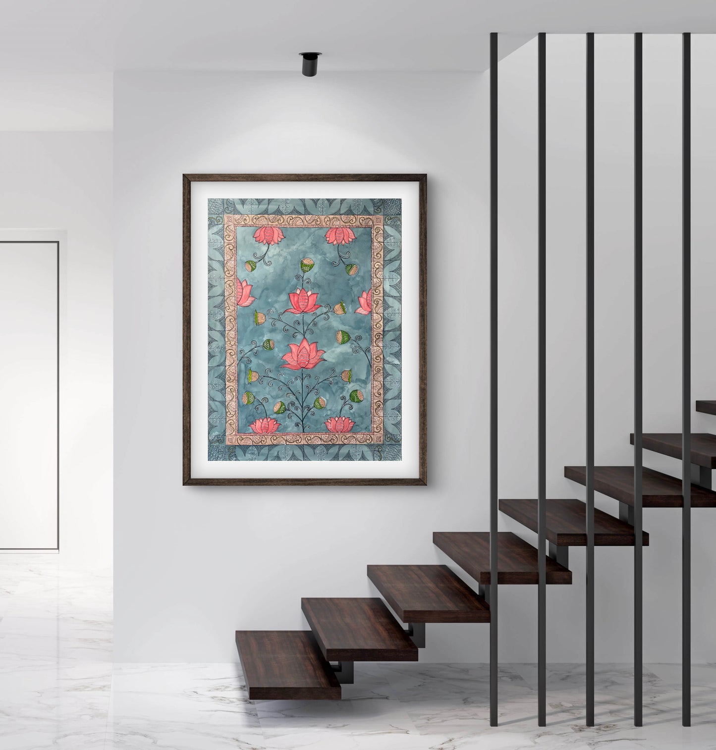 "Madhubani Floral Artwork - Traditional Indian Folk Art Print | ZenS Art"