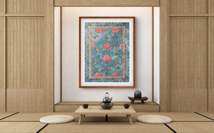 "Madhubani Floral Artwork - Traditional Indian Folk Art Print | ZenS Art"