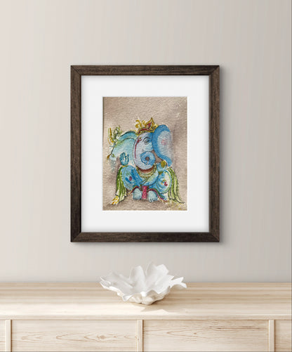 Ganesha Watercolour Painting Fine Art Print - ZenS Art