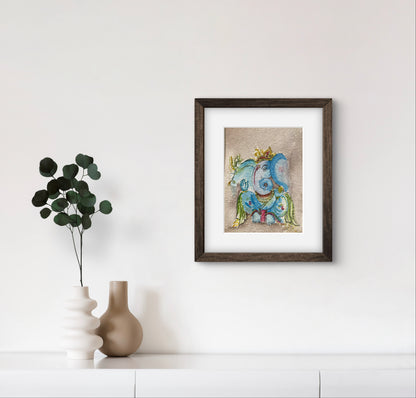 Ganesha Watercolour Painting Fine Art Print - ZenS Art