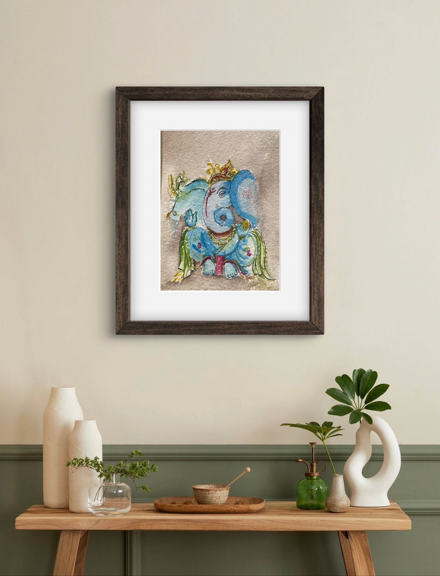 Ganesha Watercolour Painting Fine Art Print - ZenS Art