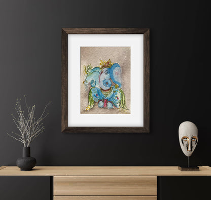 Ganesha Watercolour Painting Fine Art Print - ZenS Art