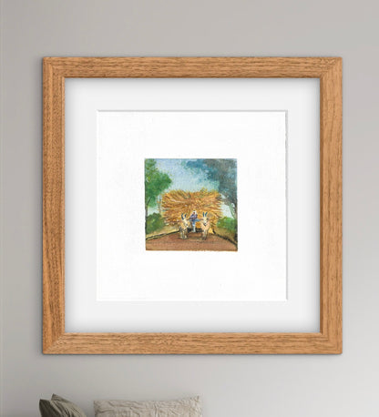 "Indian Village IV Miniature Art Print - Traditional Folk Painting - ZenS Art"