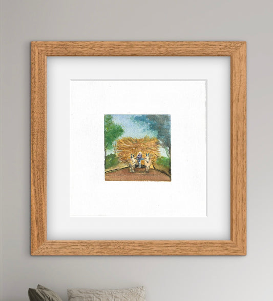 "Indian Village IV Miniature Art Print - Traditional Folk Painting - ZenS Art"