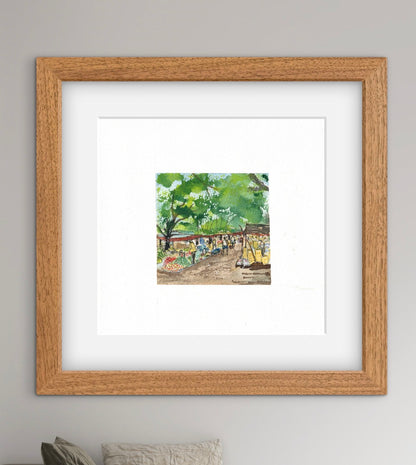 "Indian Village III Miniature Art Print - Traditional Folk Painting - ZenS Art"