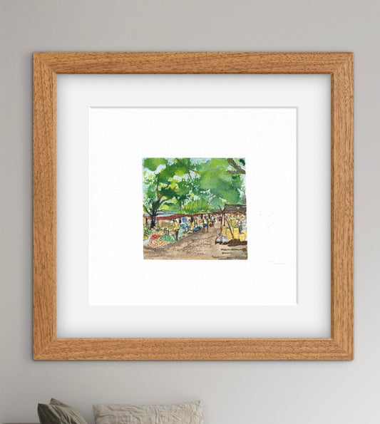 "Indian Village III Miniature Art Print - Traditional Folk Painting - ZenS Art"