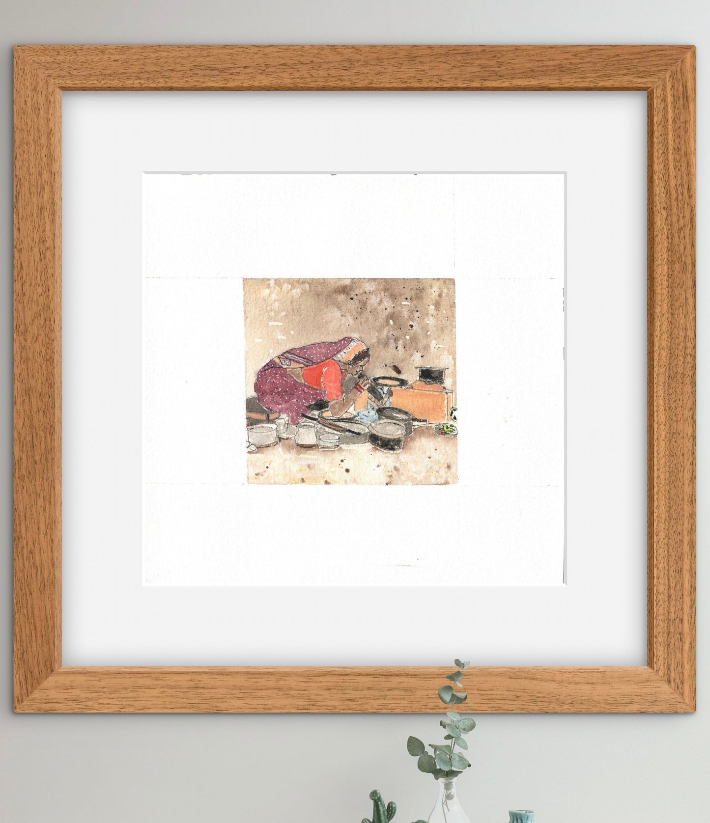 "Indian Village II Miniature Art Print - Traditional Folk Painting - ZenS Art"