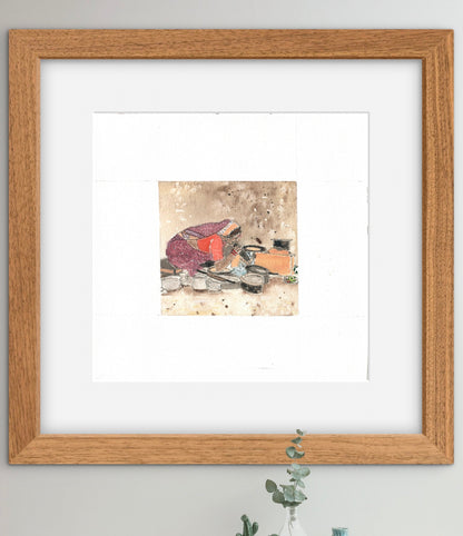 "Indian Village II Miniature Art Print - Traditional Folk Painting - ZenS Art"