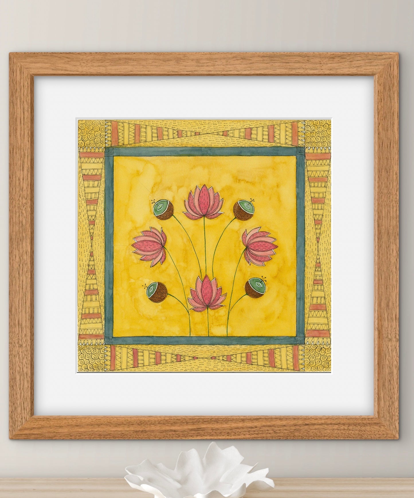 "Madhubani Motif Artwork - Vintage Indian Folk Art Print II | ZenS Art"