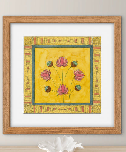 "Madhubani Motif Artwork - Vintage Indian Folk Art Print II | ZenS Art"