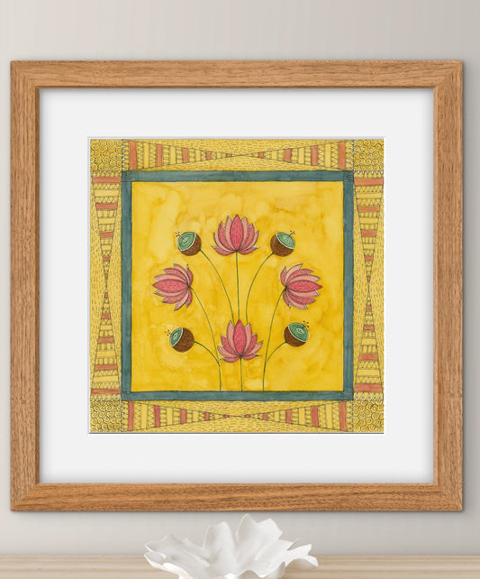 "Madhubani Motif Artwork - Vintage Indian Folk Art Print II | ZenS Art"