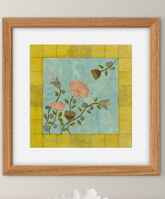 "Madhubani Vintage Art - Traditional Indian Folk Motif Print I | ZenS Art"