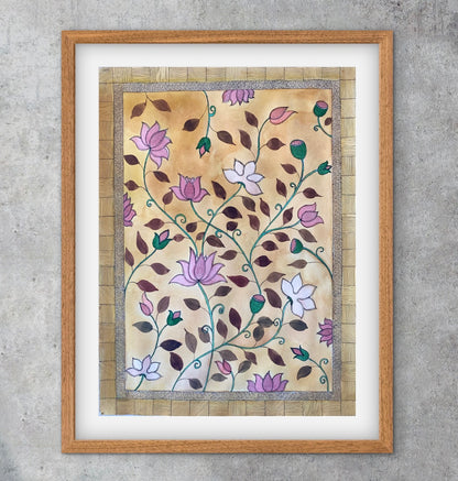 "Madhubani Floral Art - Traditional Indian Folk Motif Print | ZenS Art"