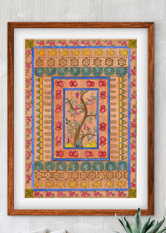 "Madhubani Godna Art - Traditional Indian Folk Artwork Print | ZenS Art"