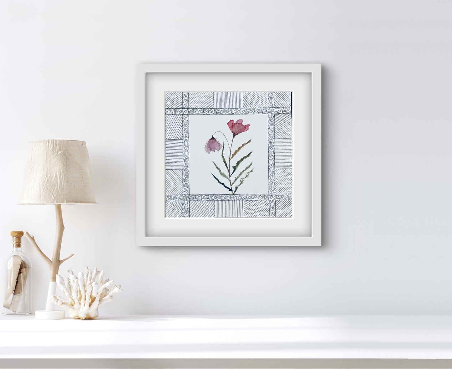 Modern Abstract Floral Geometric Art - Contemporary Home Decor | ZenS Art