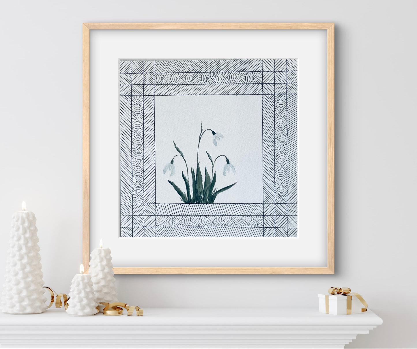 "January Birth Snowdrop Art Print - Modern Botanical Wall Decor | ZenS Art"
