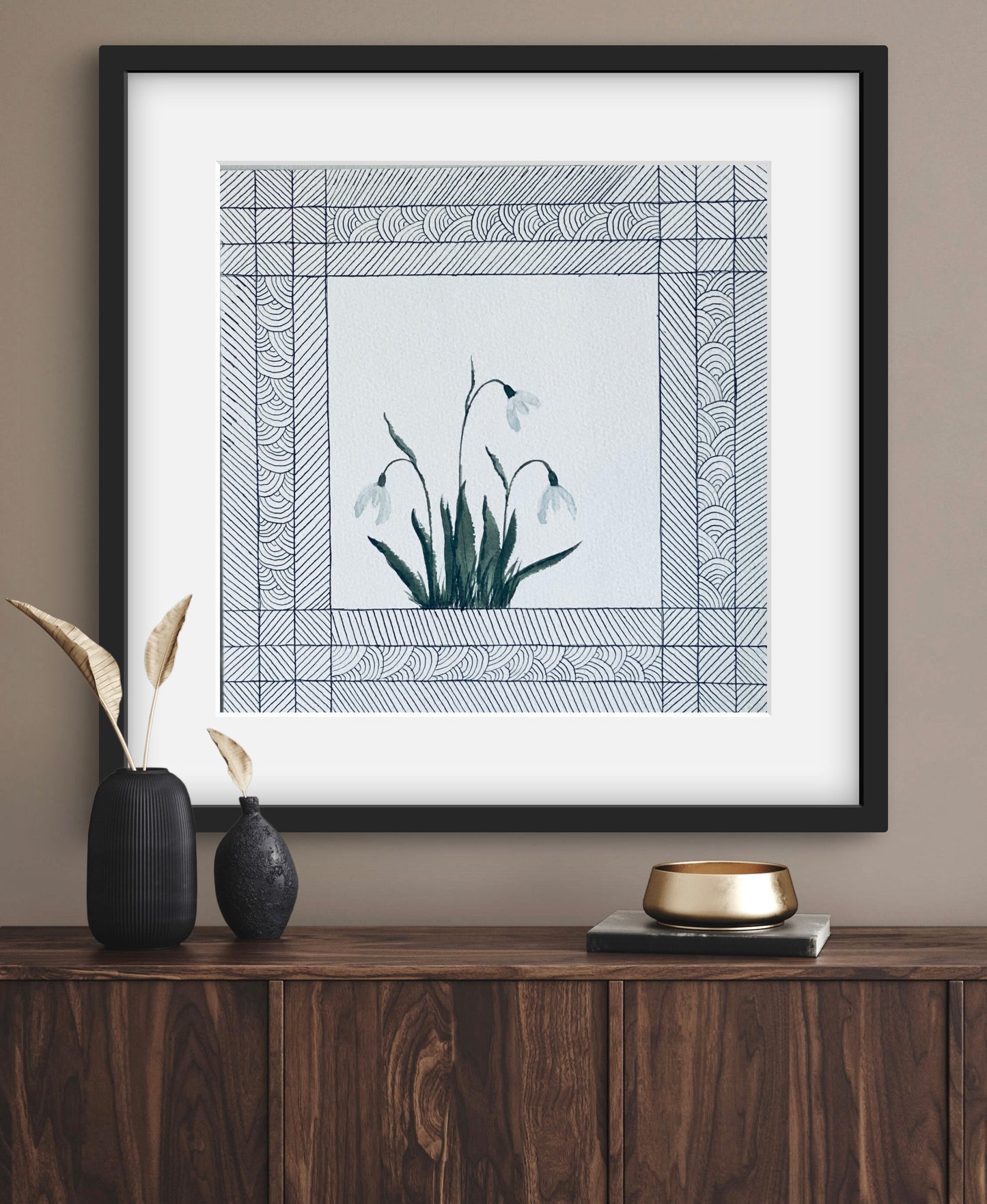 "January Birth Snowdrop Art Print - Modern Botanical Wall Decor | ZenS Art"