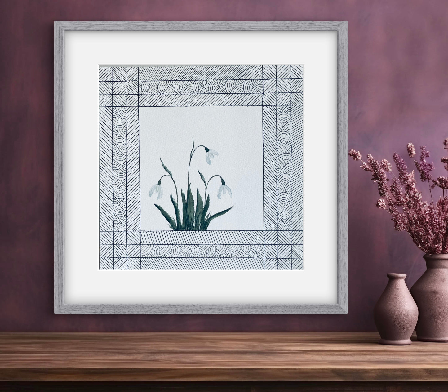 "January Birth Snowdrop Art Print - Modern Botanical Wall Decor | ZenS Art"