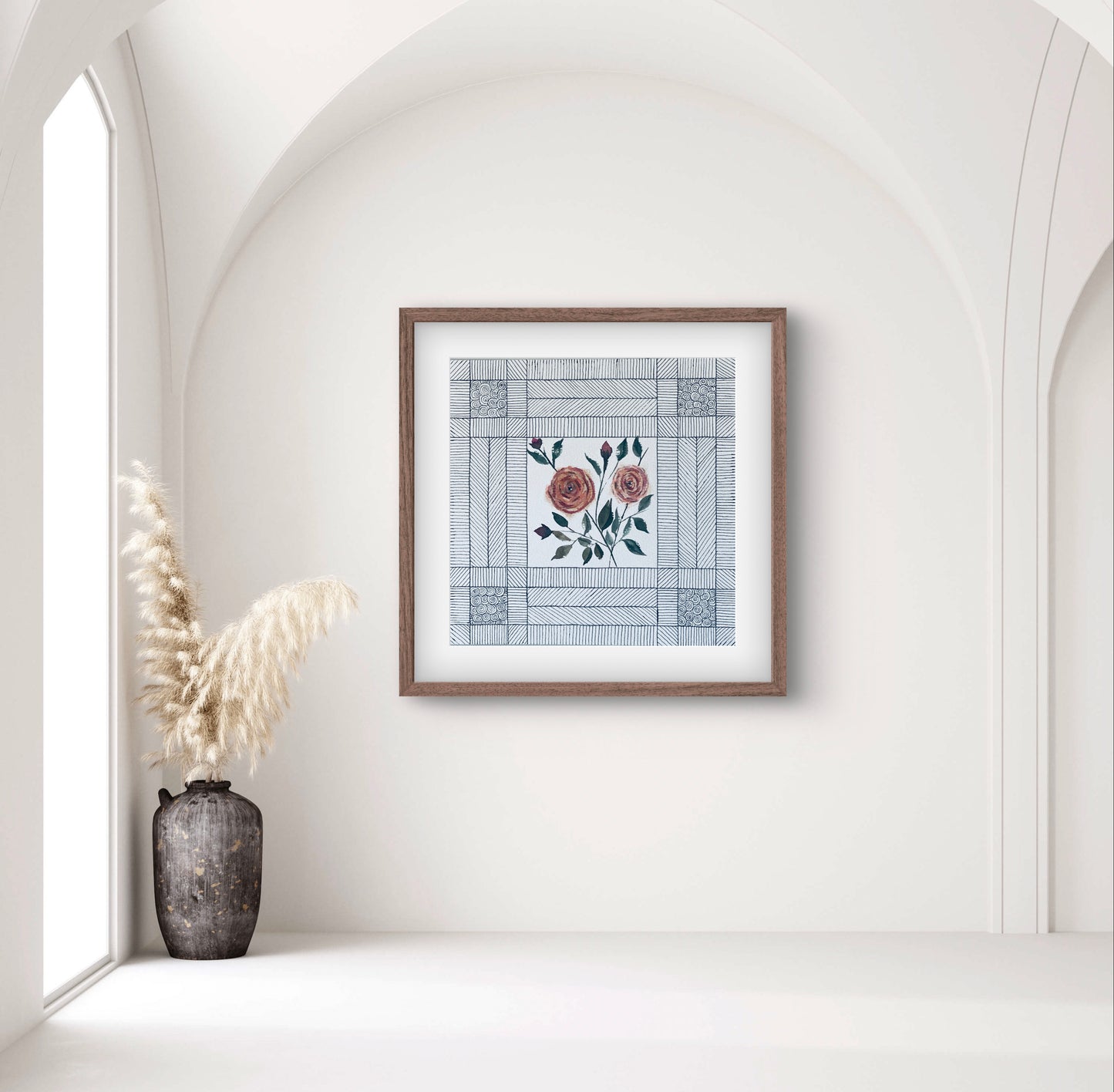 June Birth Flower Art Print - Modern Botanical Wall Decor | ZenS Art