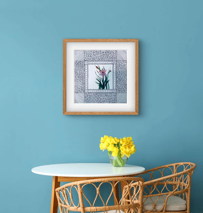 "Gladiolus August Birth Flower Art Print - Modern Botanical Wall Decor | ZenS Art"