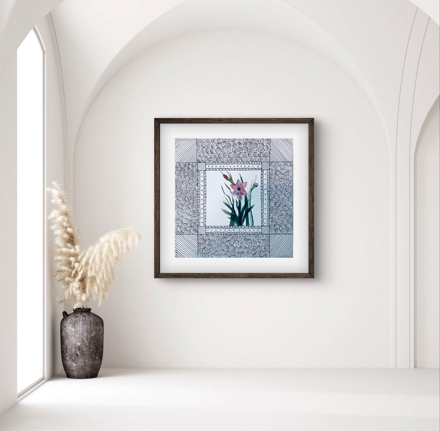 "Gladiolus August Birth Flower Art Print - Modern Botanical Wall Decor | ZenS Art"