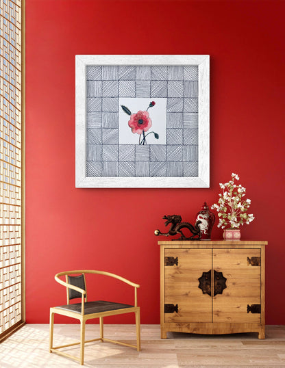 "Poppy August Birth Flower Art - Modern Botanical Wall Art - ZenS Art"