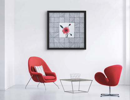 "Poppy August Birth Flower Art - Modern Botanical Wall Art - ZenS Art"