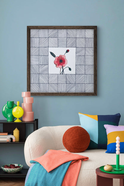 "Poppy August Birth Flower Art - Modern Botanical Wall Art - ZenS Art"